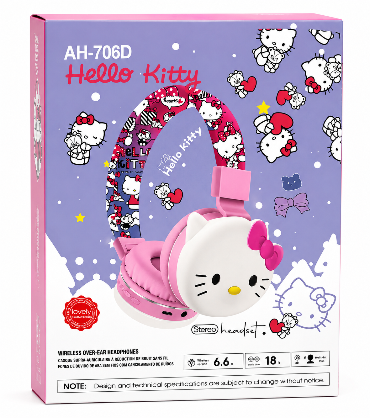 Hello Kitty Wireless Bluetooth Over-Ear Headphones