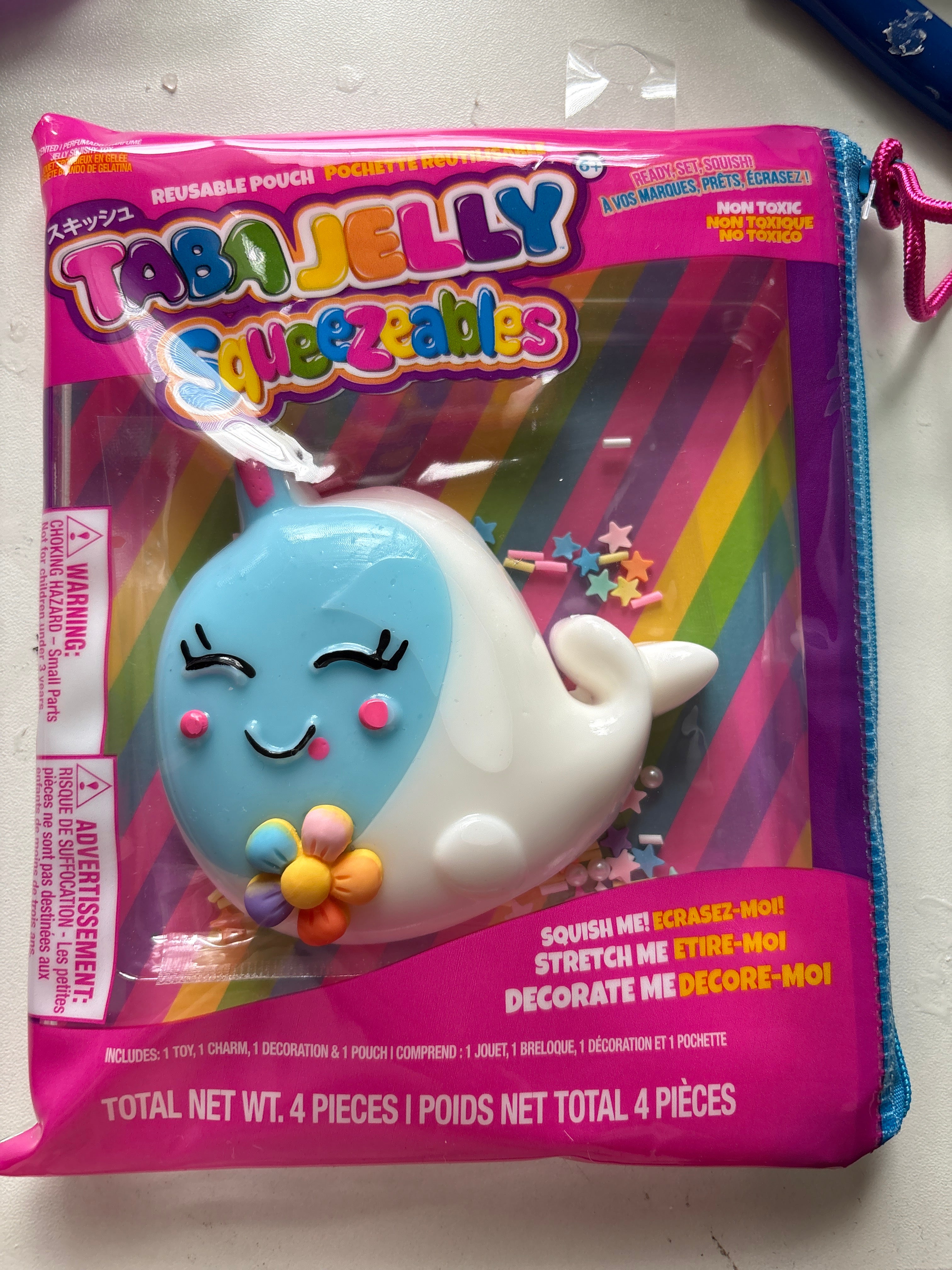 TabaJelly Squeezeables Fish Toy Squishy, Wallie Narwhal Squeeze Fidget