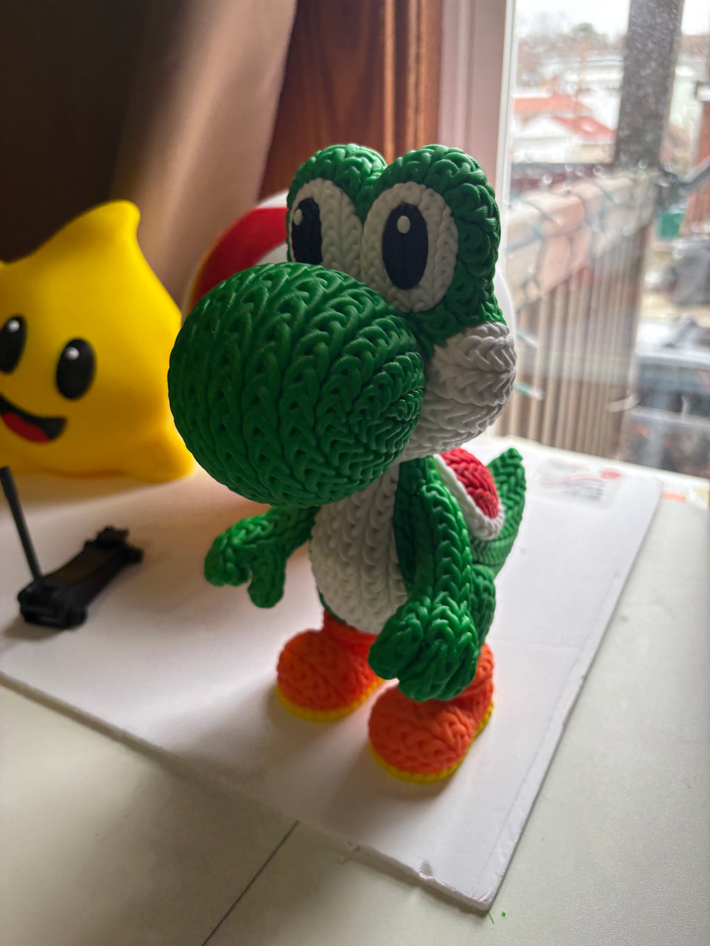 Yoshi 3D Printed  Crochet Style – 10” Collectible  Super Mario