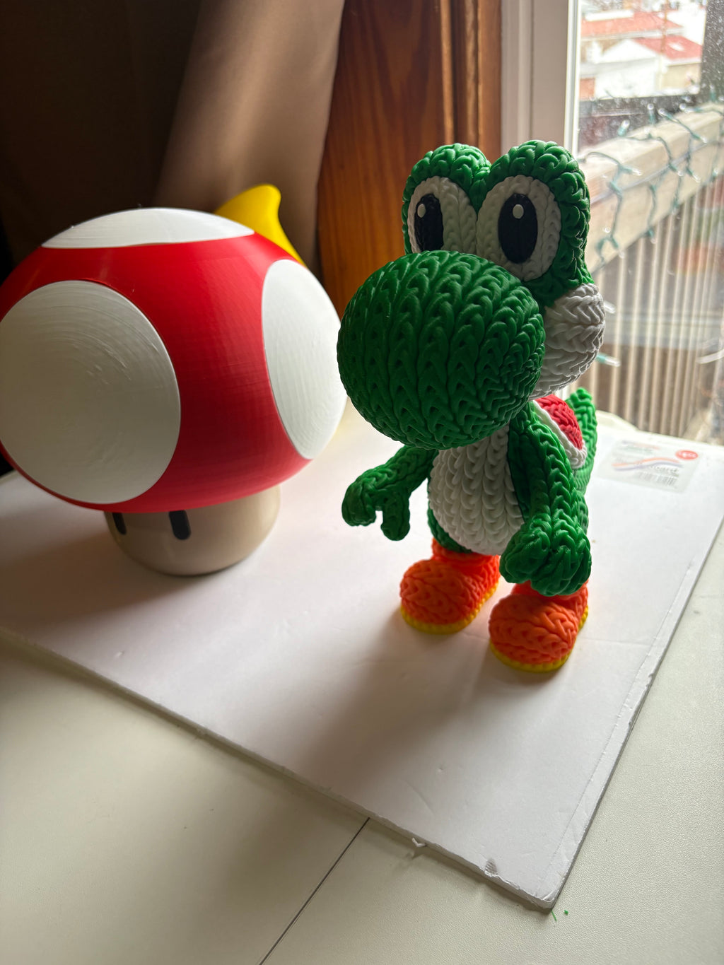 Yoshi 3D Printed  Crochet Style – 10” Collectible  Super Mario