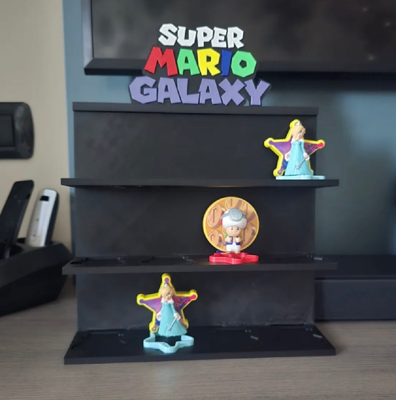 Super Mario Galaxy 3D Printed Display Shelf Black Stand