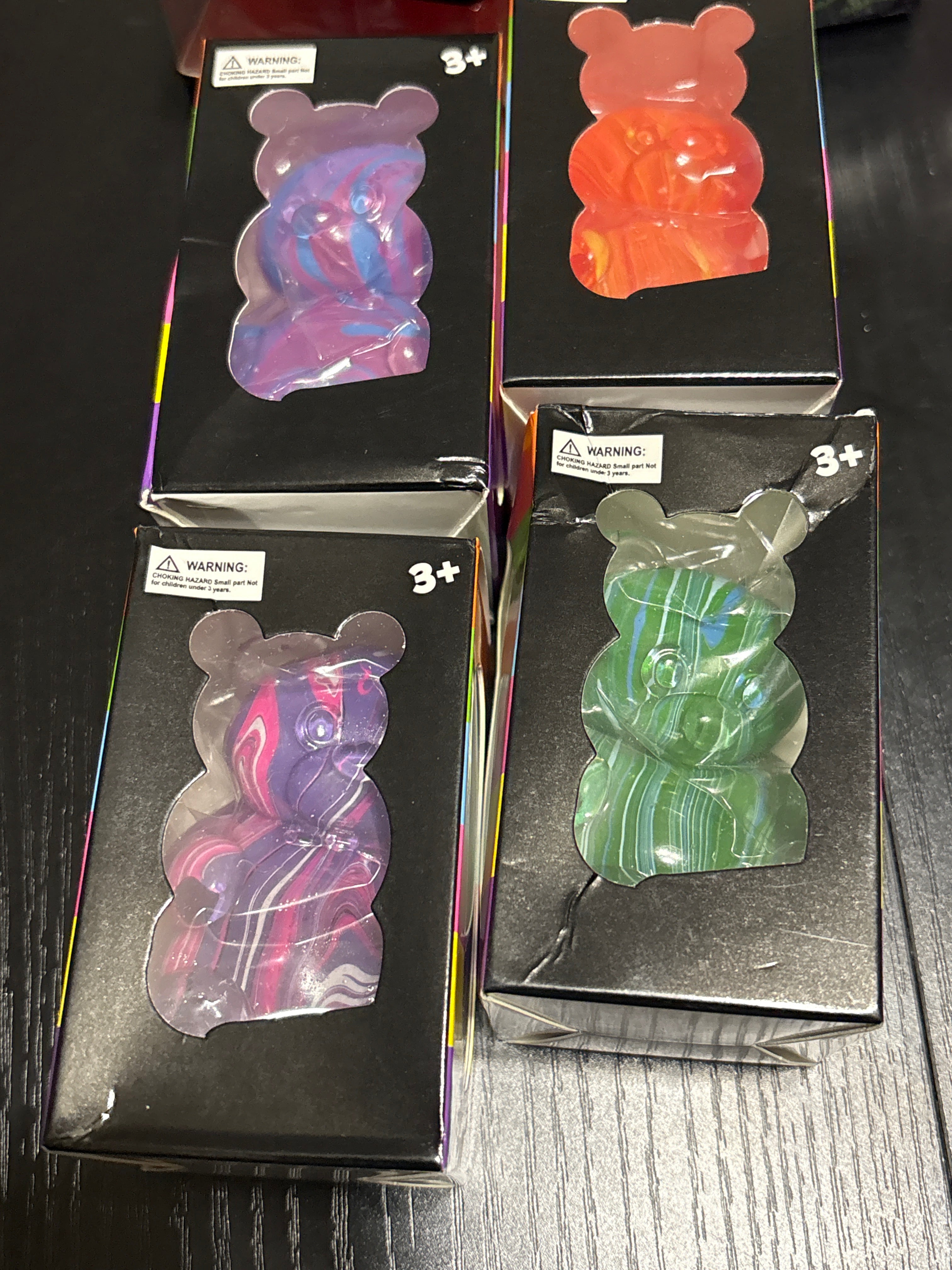Kawaii Gummy Bear Squishy Toy Tie-Dye Colors Soft Squeeze Stress Relief Gift