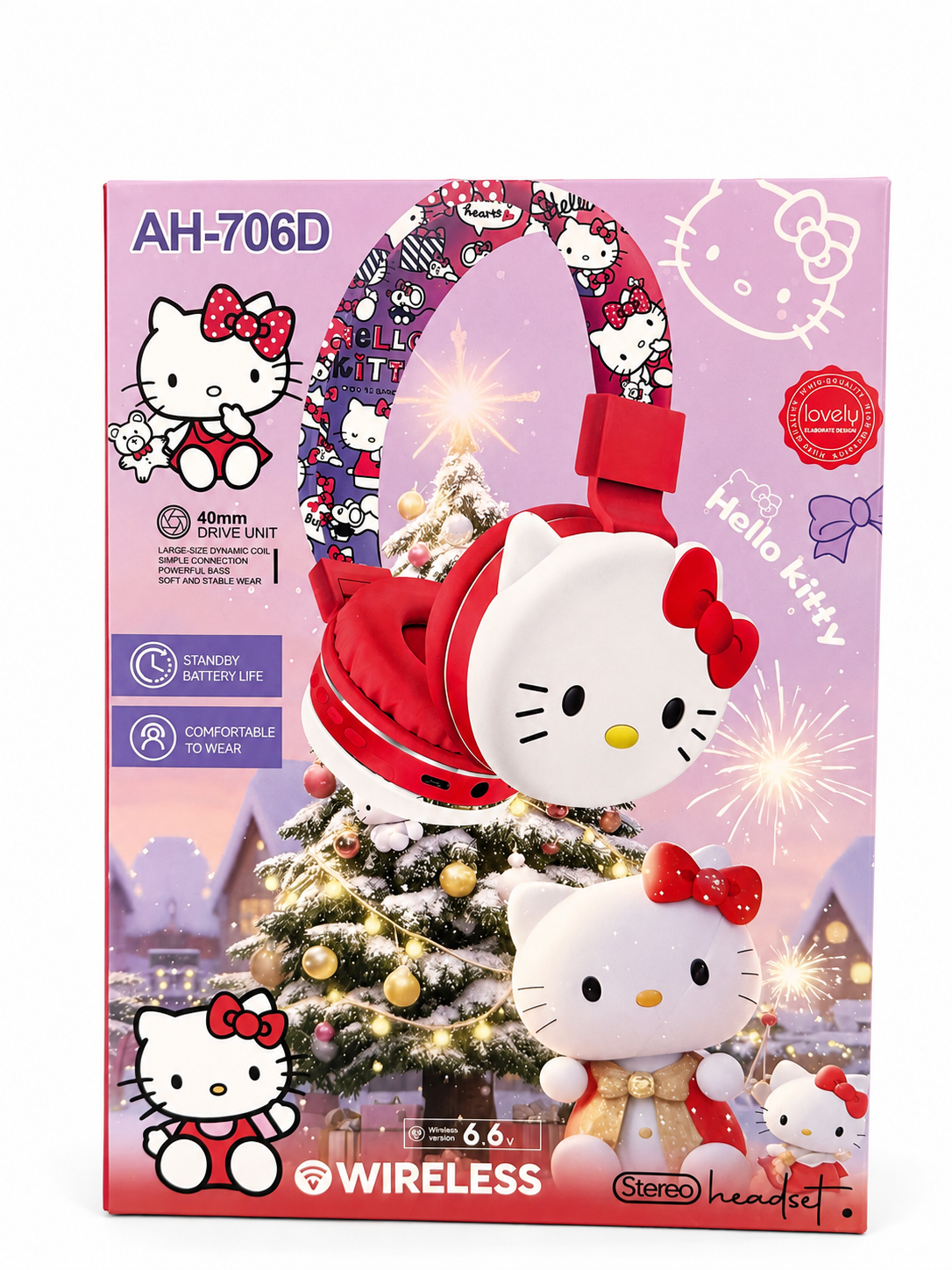 Hello Kitty Wireless Bluetooth Over-Ear Headphones