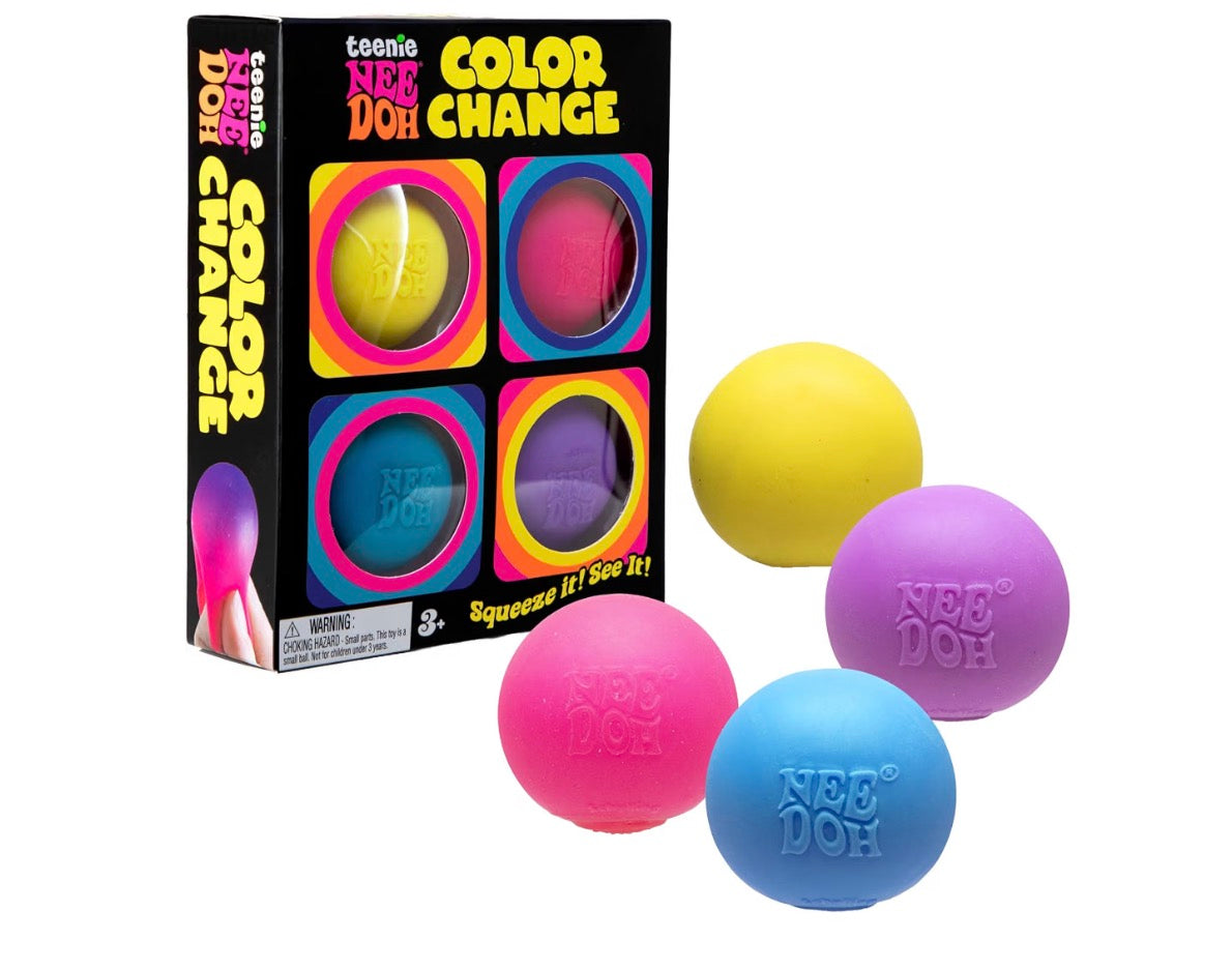 NeeDoh Teenie Color Change 4-Pack Stress Balls – Color Changing Fidget Toy