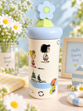 Peanuts Summer Beach Water Bottle with Flower Lid