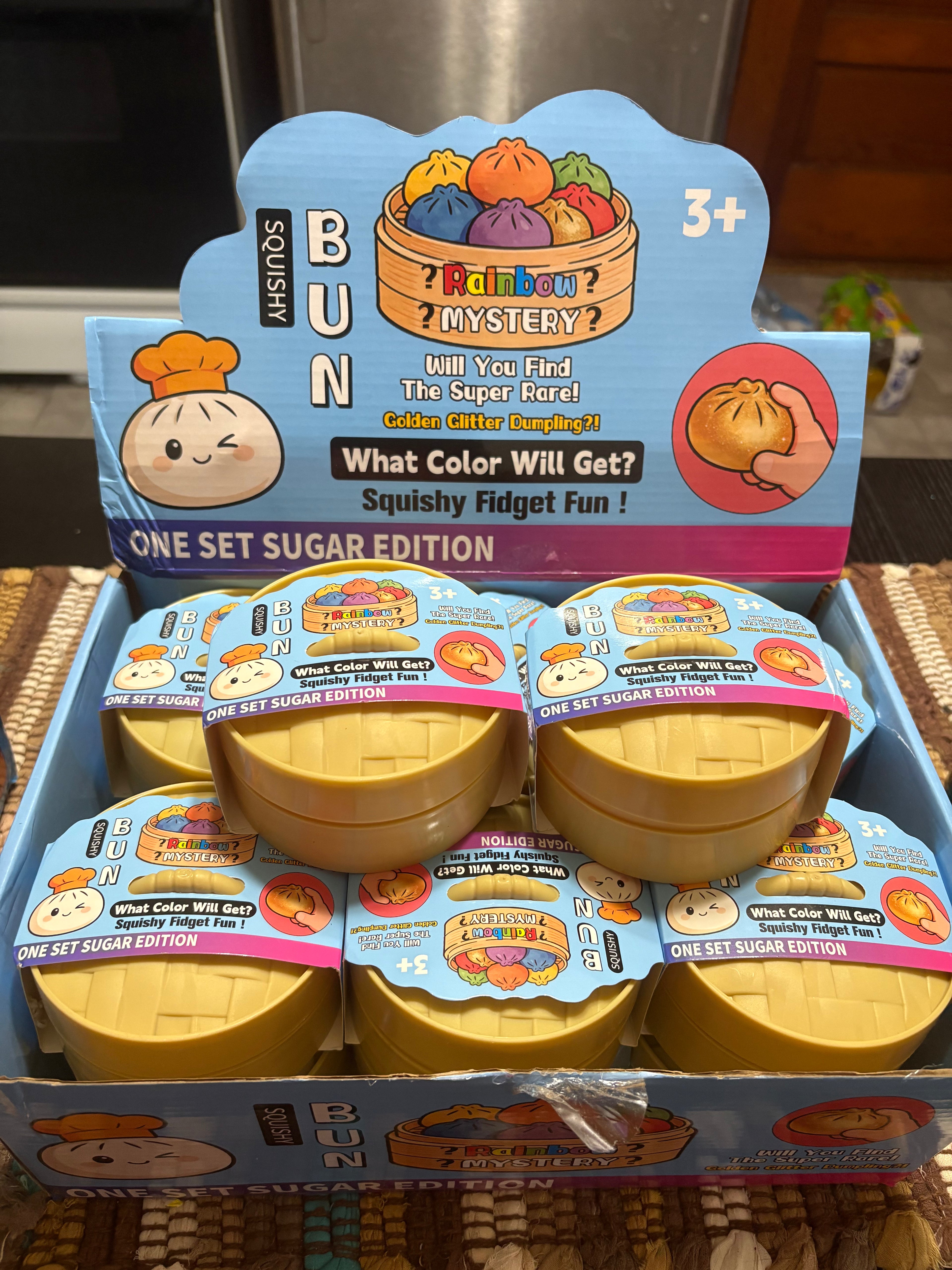 Squishy Dumpling Mystery Toy – Sugar Edition – Rainbow Bun Fidget