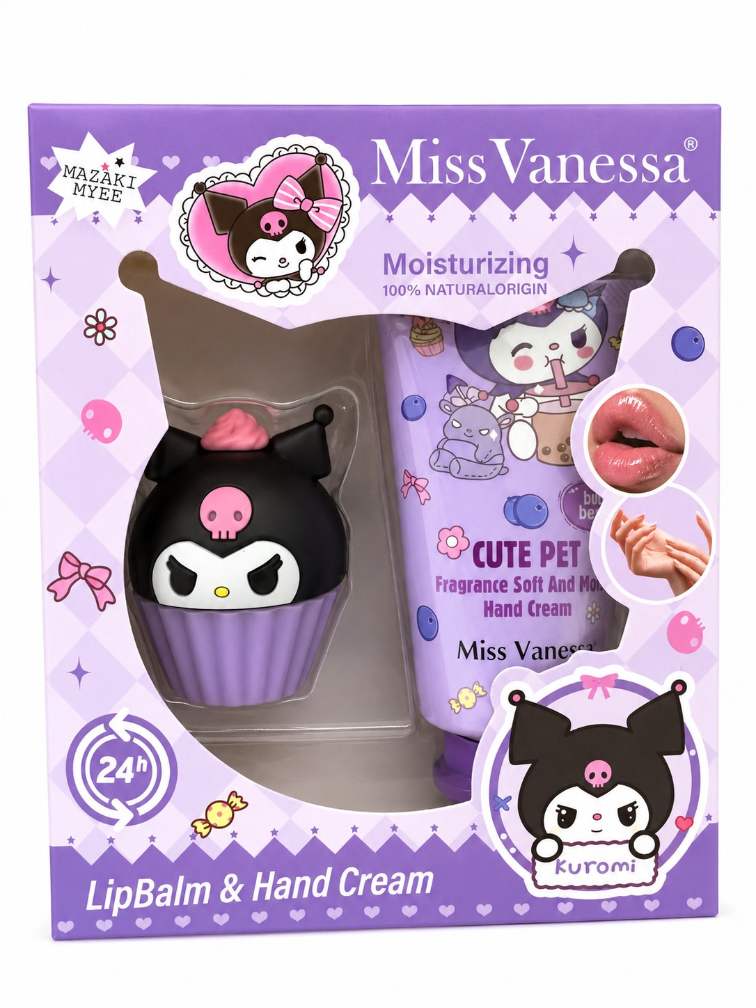 Kuromi Lip Balm & Hand Cream Gift Set – Moisturizing Skincare Duo