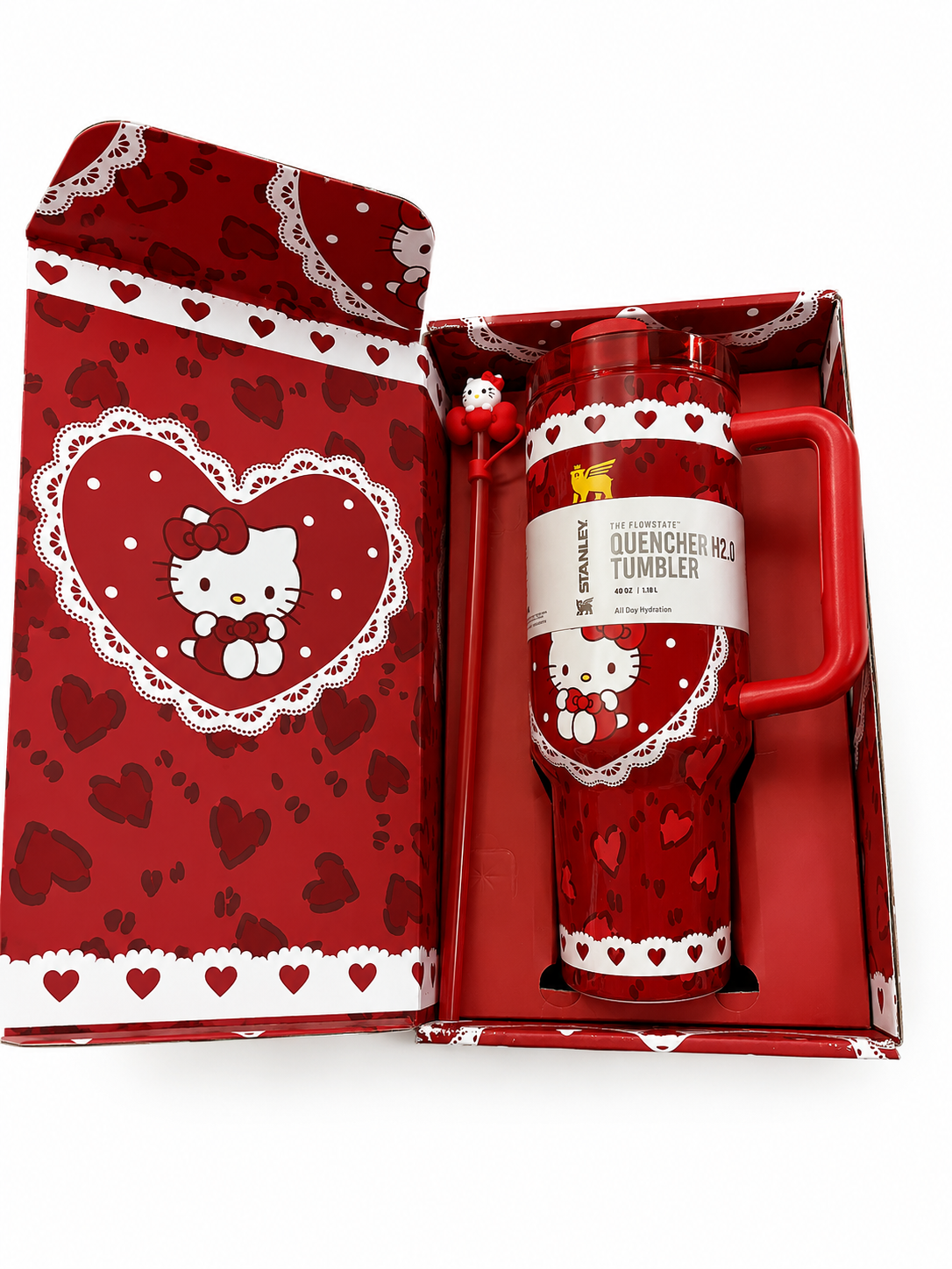 Stanley Red Hello Kitty Tumbler 40oz | Straw | Straw Topper | Bag | Gift Box