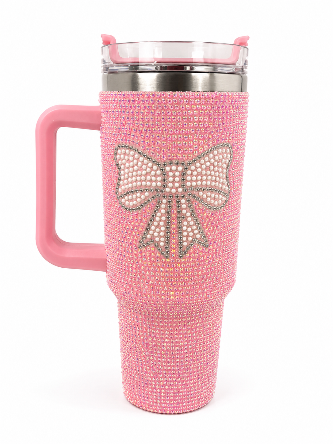 BRAND NEW 40oz Pink Glitter Bow Bling Tumbler l