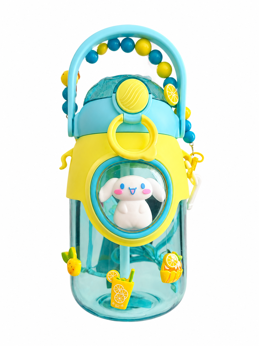 Cute Cinnamoroll Lemon Water Bottle with Straw & Charms